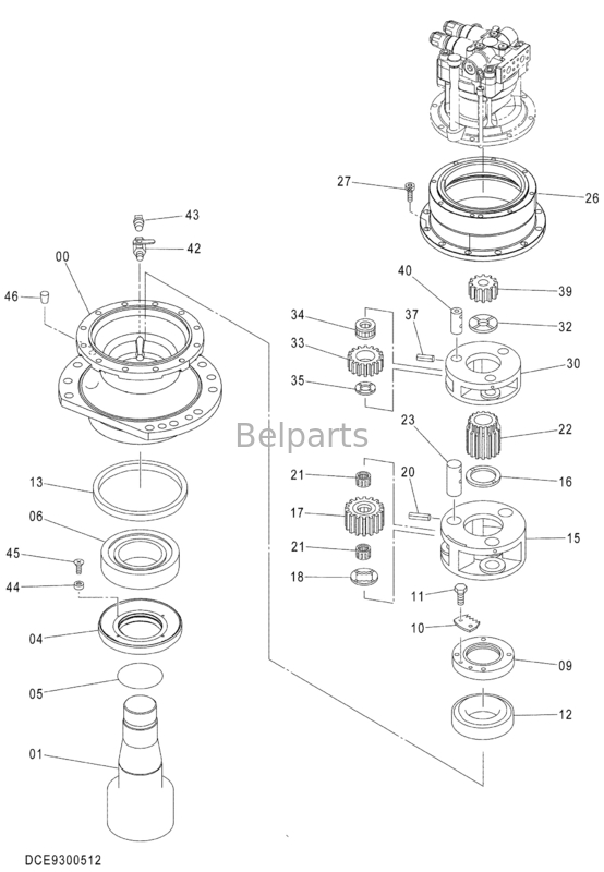 Redução Assy For Hitachi do balanço de Machine Swing Gearbox ZX470LC-5G 9300512 da máquina escavadora
