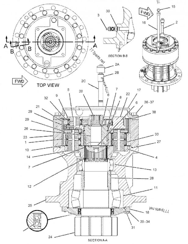 Máquina escavadora Parts de Belparts 322/324/325/329 de Assy da redução do balanço da caixa de engrenagens 191-2693 do balanço