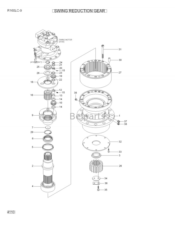Caixa de engrenagens pequena do balanço do Assy 31Q6-10140 da redução do balanço da máquina escavadora R160LC-9 R210LC-9 para Hyundai