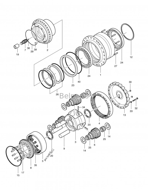 Motor do curso de Travelling Motors K1011413A da máquina escavadora de DX255LC hidráulico para Doosan
