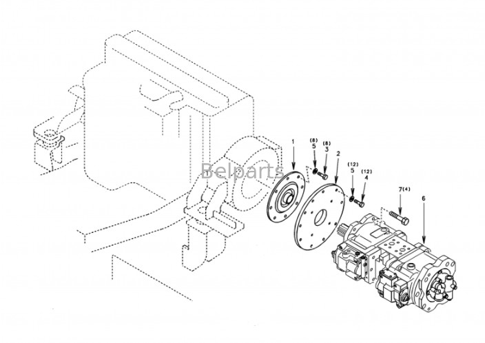 Belparts Escavadeira  360 ec360 ec210blc ec460 escavadeira hidráulica bomba principal assy SA 7220-00700