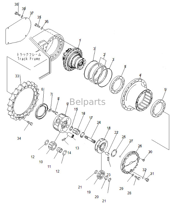 Movimentação final 708-8F-00250 de Travel Motor Assy PC200-8 da máquina escavadora para KOMATSU