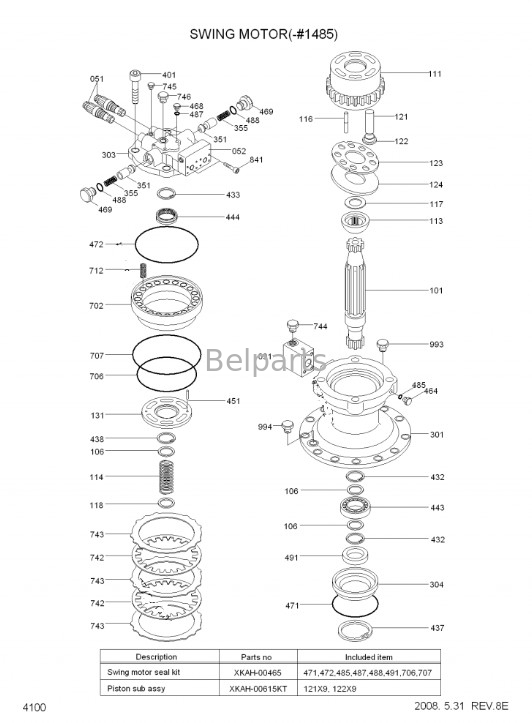 Assy 31N8-12010 31N9-10131 do motor do balanço de Slewing Motor R320-7 da máquina escavadora de Belparts para Hyundai
