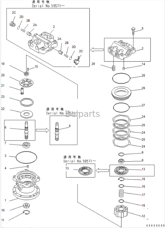 Mão do Assy 708-7T-00470 segundo do motor do balanço Pc60-7 de Slewing Motor Pc 40 da máquina escavadora