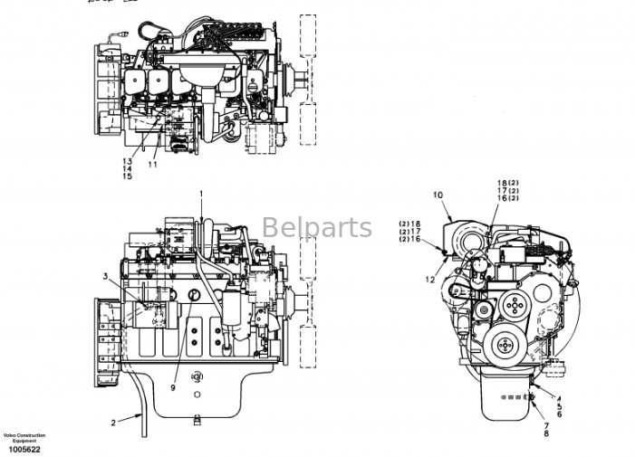Conjunto de motor diesel SA de Part Engine Assy EC210 D6D da máquina escavadora de Belparts 1111-00313