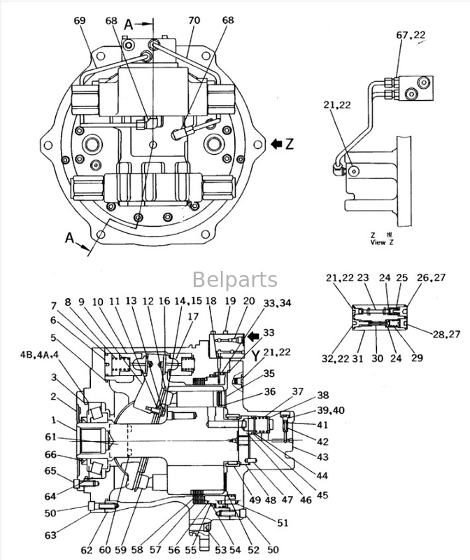 Excavadora Motor de Viagem Assy Para Komatsu PC650-7 Final Drive Assy 209-60-63502 209-60-63501