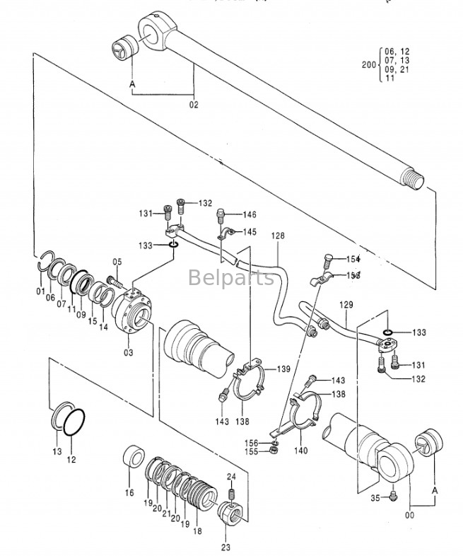 EX300-3 EX300LC-3 EX310H-3C EX300-2 EX300LC-2 Belparts Excavator Hidráulico Boom Arm Balde cilindro Assy Para Hitachi