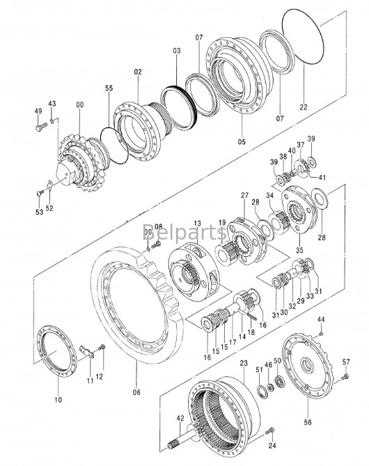 Belparts escavadeira motor de viagem assy para Hitachi ZX470-5G final drive assy 9298565 9251680 9263595