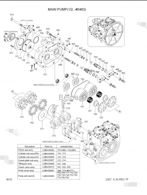 Belparts bomba principal de escavadeira R450LC-7 R500LC-7 bomba hidráulica 31NB-10010 31NB-10020 31NB-10022 para Hyundai