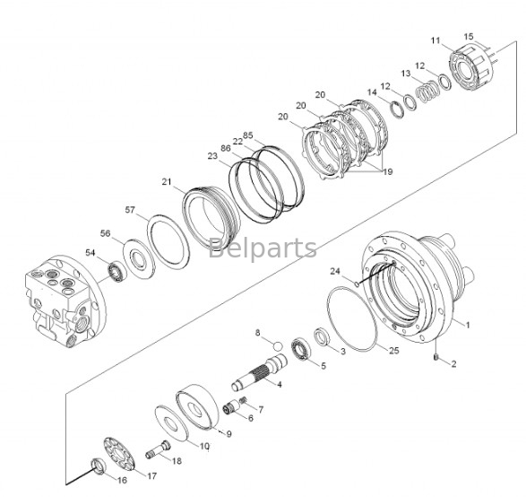 R55-7 R55-7A Final Drive Assy Belparts Excavator Motor de Viagem Assy 31M8-40010 31M8-40020 Para Hyundai