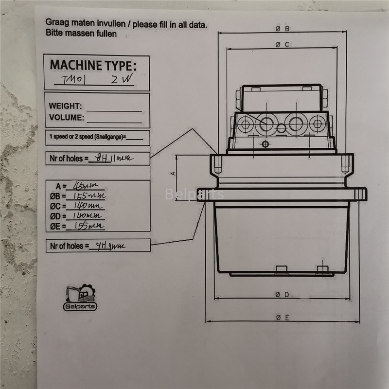 Hitachi ZX18 IHI 10F2 CX18 Kubota15 SK1.5 Excavadora Motor hidráulico para TM01 Final Drive