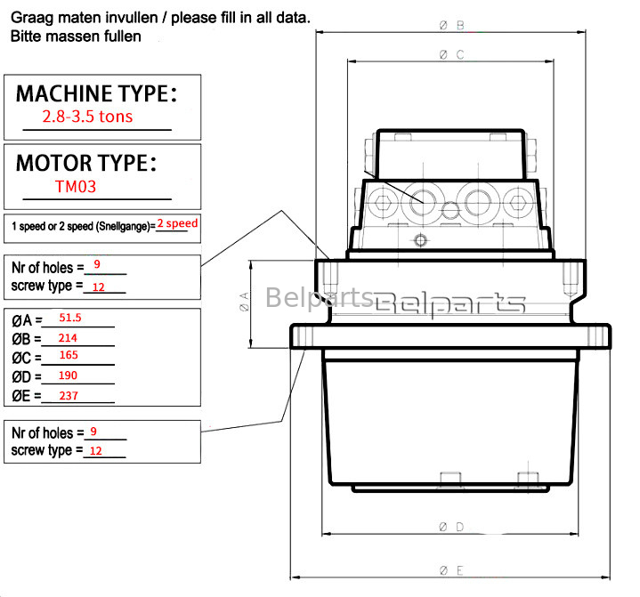 TM03 Peças de escavadeira MAG18VP-230 MAG18VP-350 Yanmar B22 B25V B37V B27 VIO30 Final Drive