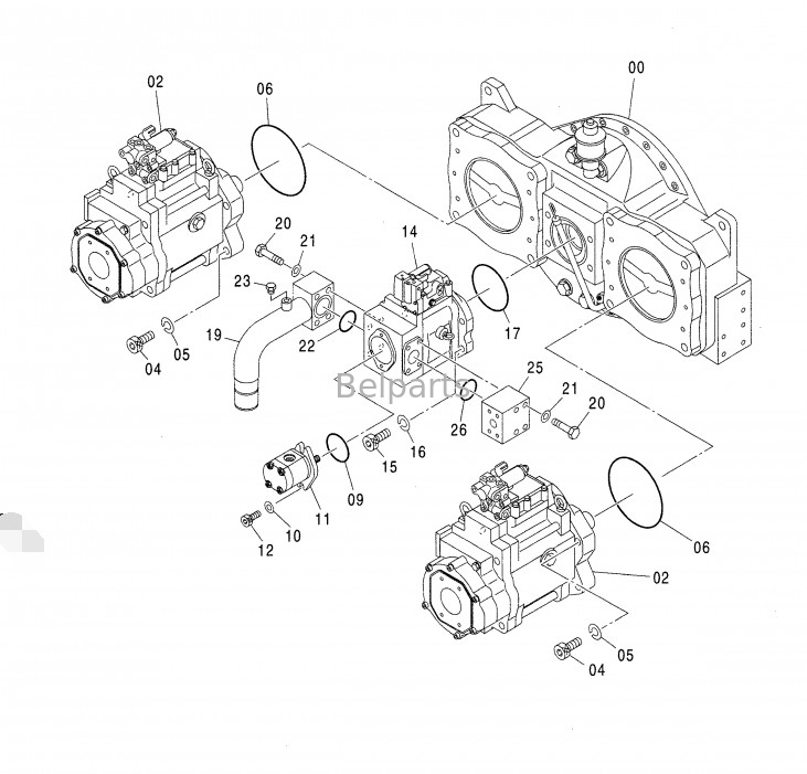 Peças sobressalentes de escavadeiras ZX850-3 ZX650-3 4635645 Conjunto de bomba hidráulica para K3V280