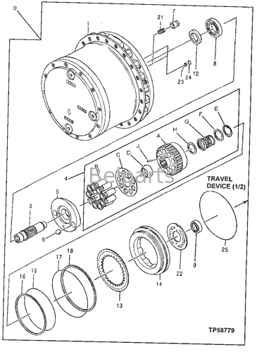 Redutor hidráulico do motor do curso da peça AT183684 AT218124 4359799 4359799EX da máquina escavadora da movimentação final de John Deere 160LC