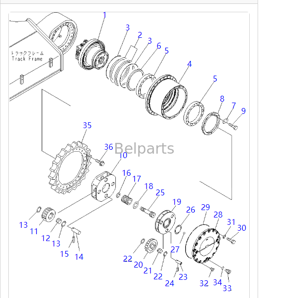 208-27-00411 208-27-00421 Transmissão final para KOMATSU PC390LC-10 PC400-7 PC400LC-7 PC450-7 PC450LC-7 PC450-8 PC450LC-8 Motor de esteira de viagem de escavadeira com redução