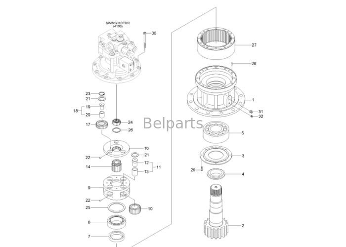 Caixa de engrenagens hidráulica do balanço 31Q4-11141 da máquina escavadora do motor R140-9 do balanço da máquina escavadora